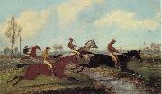 Henry Alken Jnr Over the Water,Past a Marker over the Ditch painting